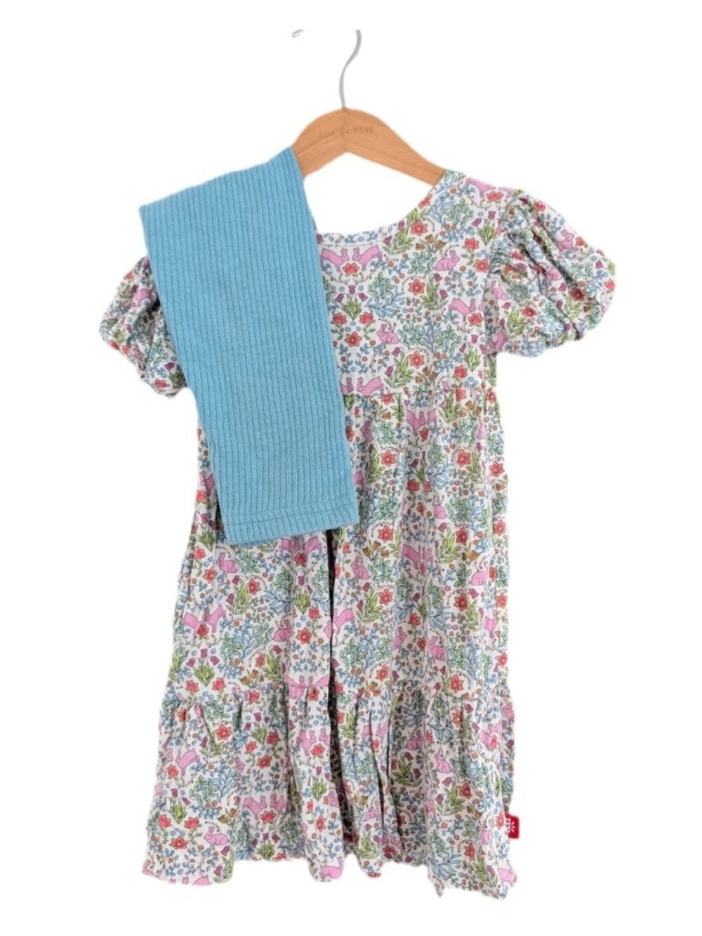 Magnetic Me‎ Floral Bunny Dress & Carters Teal Ribbed Leggings 2T